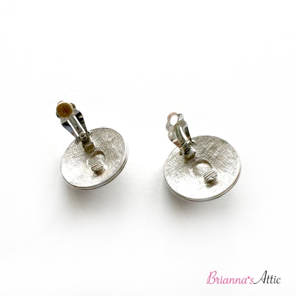 Silver with Black Stones clip on Earrings - Picture 7 of 7